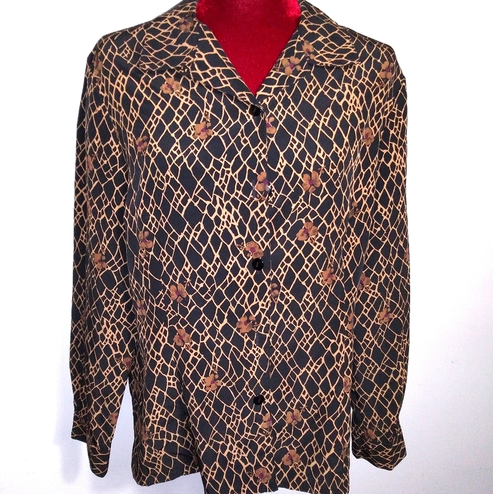 Sag Harbor Petites Floral Blouse Sz 14